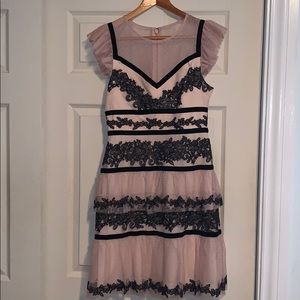 Black and Blush Pink Lace Dress